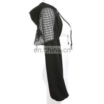 Hot Wholesale Women's Ladies Sexy Printed Long-sleeved Solid Short Mesh T-shirt photo-4