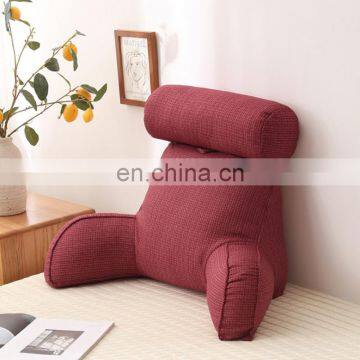 Plush Memory Foam Fill Big Backrest Reading Bed Rest Pillow With Arms photo-2