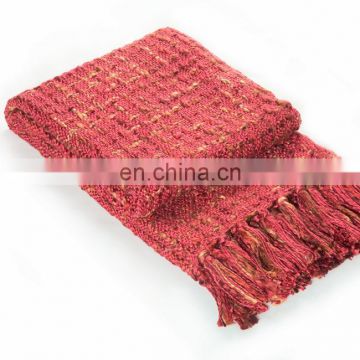 acrylic woven spaced chunky grid blanket