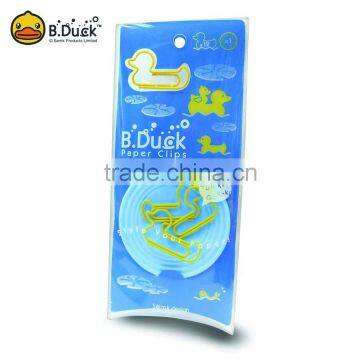 Novelty fancy duck shape custom made paper clips with magnetic holder for kids