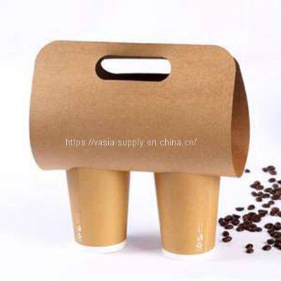 Drink Carriers for Delivery with Handle -To-Go Cup Kraft Paper Carriers- Recyclable Kraft Drink Carrier-one and 2 cups Kraft Paper Carriers