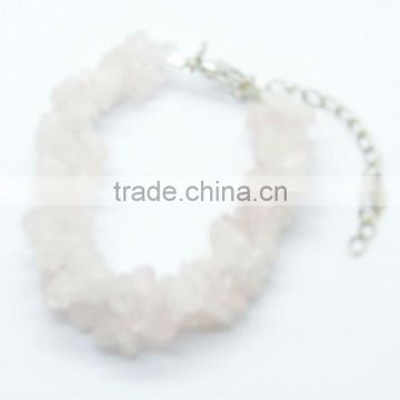 Fashion Rose Quartz Chip Stone beaded bracelet