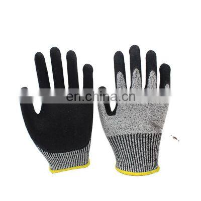 Wholesale 13G HPPE Heavy Duty Cut Resistant Level 5 Protection Gloves Safety Nitrile Sandy Coated Construction Working Gloves