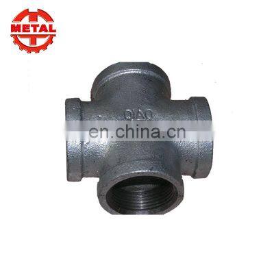 Oil And Water black galvanized malleable cast iron pipe and fitting Metal Steel Equal Shape 4 Way Jointj cross