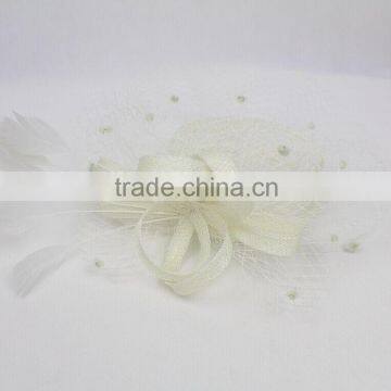 New Design Fashion Fascinator Birdcage Veil Sinamay Plain Church Hat With Feather photo-4