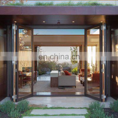 Vertical Exterior Aluminium Sliding Exterior bi Folding Door Tempered Glass