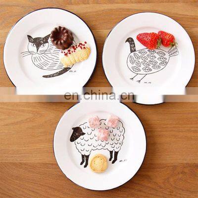 Factory wholesales customized logo rectangular enamel pie dish baking plate