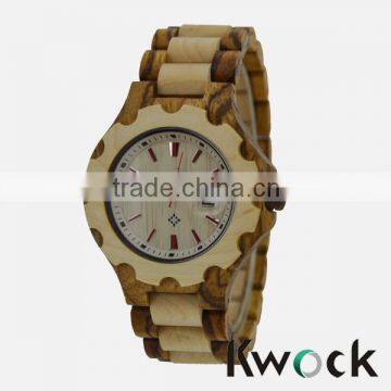 New Fashion Two Tone zebrawood maplewood Waterproof wood watches