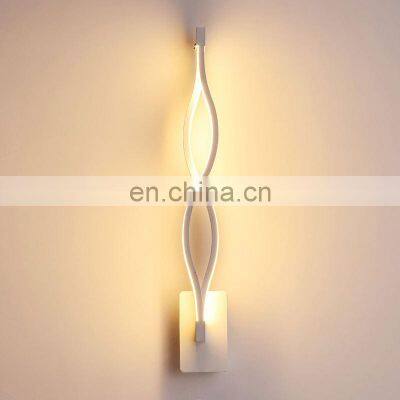 Modern black white wavy 16W Wall Lamp Fixture Acrylic Mounted Hotel Bathroom Lighting Bedside Sconce LED wall Lamp