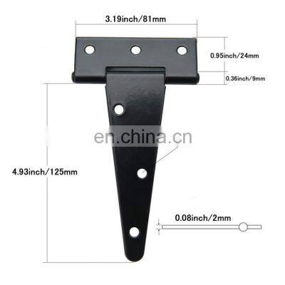 Black Tee Hinges Wrought Hardware Iron Rustproof T-Strap Shed Hinge Gate Strap Heavy Duty Door Barn Gates T Hinges photo-4
