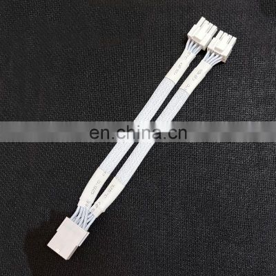 Hot Sale White Sleeved Pcie Splitter 8 Pin Female to Dual 8pin Male GPU VGA Power Cable Express Adapter Power Cabl