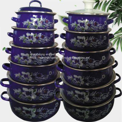 Enamel tableware  6pcs Vitreous Enamel Pot
