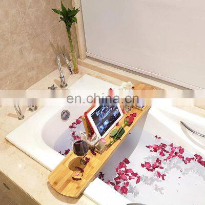 Hot Selling Bathroom Natural Expandable Luxury Bamboo Bathtub Tray Caddy photo-4