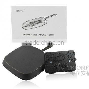 Thread Interior Bottom Black Pre-seasoned Cast Iron Sizzling Pan Manufacturer China photo-3