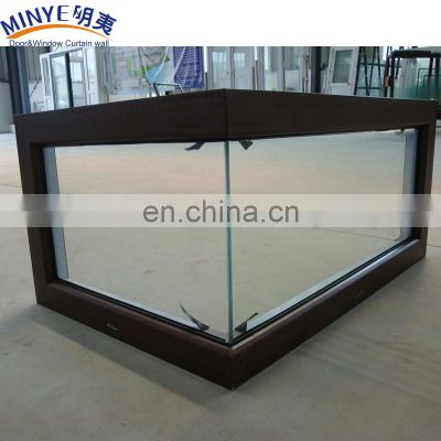 wood color pvc frame Glass corner window corner butt joint glass window