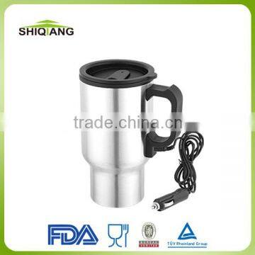 Eco friendly cheap 450ml plastic inner stainless steel outer electric heated tea mugs