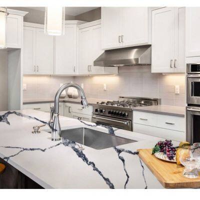 Code：8031，Calacatta Artificial Stone Quartz Slab Kitchen Countertops photo-3