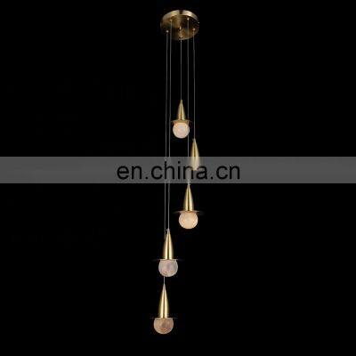 Living room decorative gold luxury led pendant light hotel modern hanging lamp stairwell large long k9 crystal chandelier