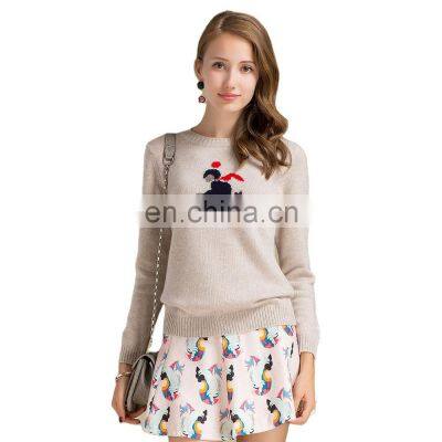 Women's Casual Winter Cashmere Sweater Plus Size American Style Intarsia O-Neck Cartoon Pattern OEM Service for Adults