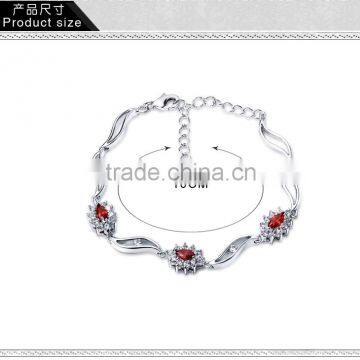 Casual Style Jewelry Fashion Flower Charms Platinum Plated Brass Jewelry Bracelet photo-6
