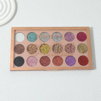 18 Makeup Glitter Color Palette Eyeshadow Customized logo Duochrome Pressed Glitter Eyeshadow La Sombra De Ojos