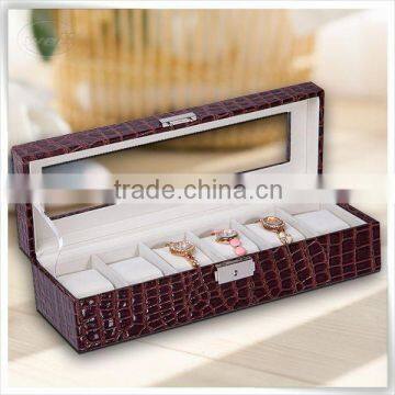 Luxury design smooth leather watch display box