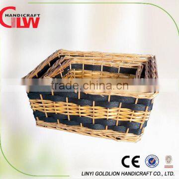 Set of 3 willow and papercard storage basket