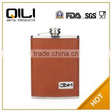 FDA 6oz leather wrap small mini flask