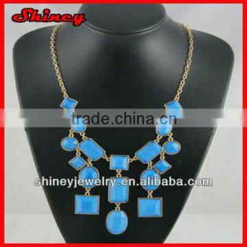cheap nickal and lead free alloy turquoise resin bib statement necklace