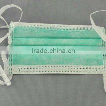 17.5x9.5cm Adult Non Woven PP 3ply Face Mask 25gsm+20gsm+20gsm White Blue Green Wth Tie photo-2