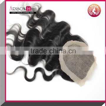 Cheap Free Parting 3 Part Silk Base Lace Closure, Hot Selling Brazilian Hair Closure Piece