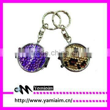 bling rhinestone mirror with keychain Leopard pattern