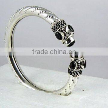 Black Onyx !! Love's Light 925 Sterling Silver Bangles, Fine Silver Jewellery, Silver Jewellery Wholesaler