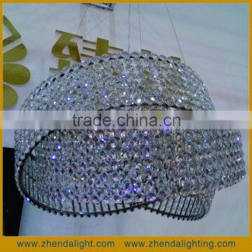 Modern remote control Crystal Chandelier with three Rings, Crystal Pendant light