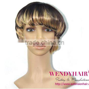 Fashion style all black short synthetic wig factory price