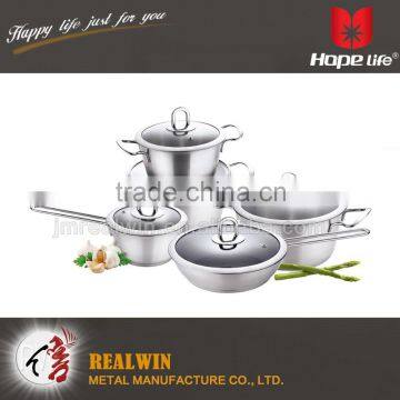 Satin polish cookware sets mirror finish polished kitchen cookware pot