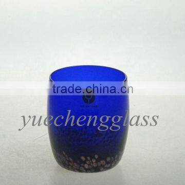 Handpainted Blue Glass tumbler drinking cup for home and restaurant