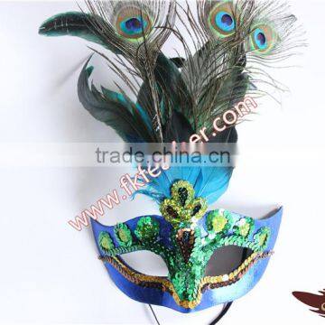 Wholesale Beautiful Design Venetian Mask Green Peacock Feather Halloween