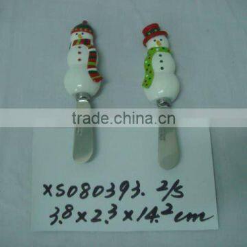 Polyresin snowman w/spreader(stainless steel)