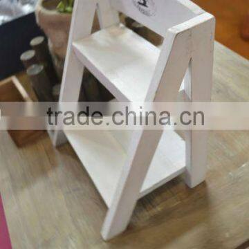 Shabby chic mini 2 layers wooden table plant shelf