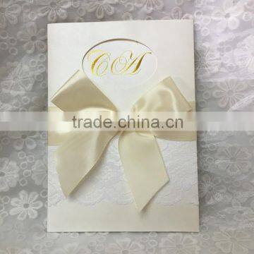 Elegant white lace flower laser cut wedding invitation card