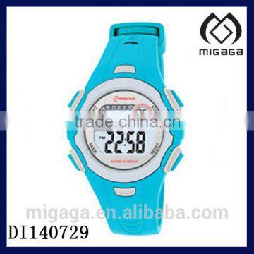 soft blue silicone sporty digital watch for running chronograph