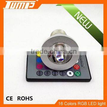 ShenZhen manufacturer IR remote control E27 3W 16 colors rgb led bulb light