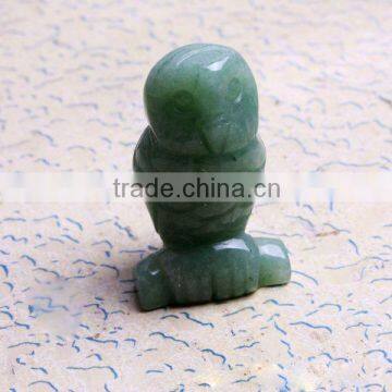 Wholesale fashion semi precious stone green aventurine owl gemstone owl