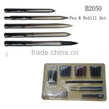 6pcs Pen Set with 72pcs Refills, Made of Stainless Steel