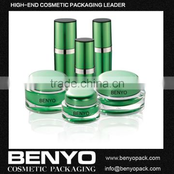 cylinder shape double wall green acrylic jar for skin care cream