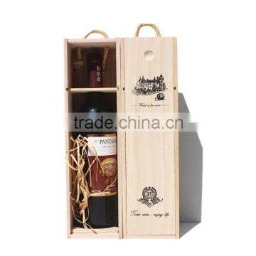High End Custom Logo Printed Single Pine Wood Wine Gift Box photo-2