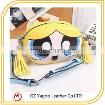 New 2016 Fashion Cute Cartoon Synthetic Women Leather Messenger Bag Occident Tassels Cross Body Bag photo-3