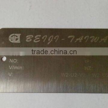 etched / engraved metal furniture logo sign