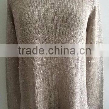 Ladies full sleeve knitted o neck Clothes Pullover, Sweater with beads